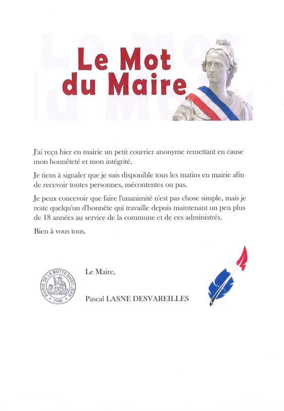 Mot du maire 17.07.2026